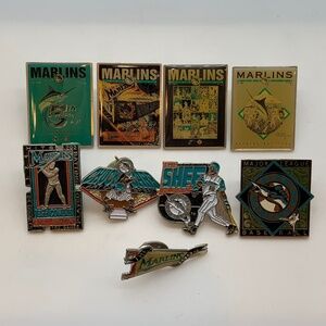 Vintage Florida Marlins MLB Baseball Collectible Retro Lapel Pins Lot of 9 1990s